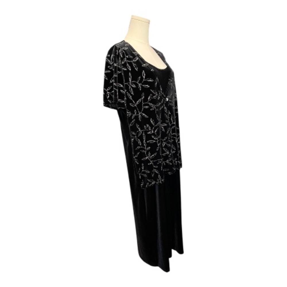 ✨ EUC KATHIE LEE COLLECTION Black Silver Metallic Velour Dress | Sz XL - Picture 5 of 12